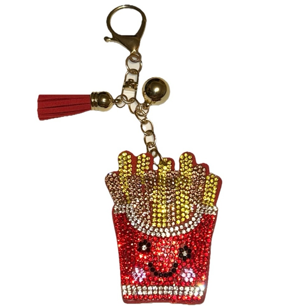Rhinestones French Fries Keychain Keyring Novelty Bag Purse Charm (NWOT)